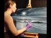 Oil Painting Time lapse Full Moon Ocean Scene All Alone with the Memories