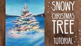 Snowy Christmas Tree Acrylic Painting Tutorial By Artist Andrea Kirk The Art Chik