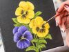 Three Pansy Flowers Acrylic painting Homemade Illustration 4k