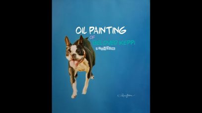 Timelapse oil painting of Boston Terrier