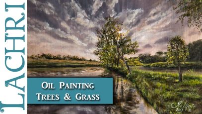 How to paint trees amp grass Oil Painting landscape Tutorial Lachri