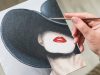 Mysterious Girl in a Big Black Hat Acrylic painting Homemade Illustration 4k