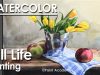 Painting A Realistic Still Life in Watercolor Flower vase amp Apples Episode 4