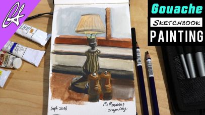Gouache Painting at a Diner Painting while traveling