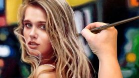 PHOTOREALISTIC OIL PAINTING TIME LAPSE ✦ PORTRAIT ART VIDEO Woman with City Bokeh Background