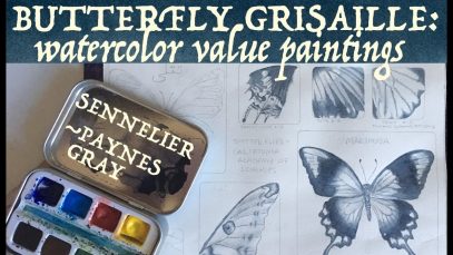 Butterfly Grisaille Watercolor Value Paintings