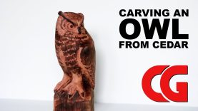 Carving an Owl from Cedar Wood Art Sculpture