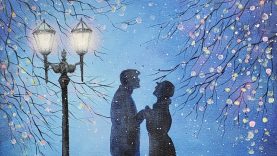 Easy Street Lamp Christmas Romance Acrylic Painting LIVE Tutorial