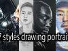 7 Unique Styles of portrait drawing by DP ART DRAWING