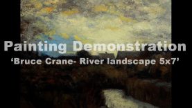 Bruce Crane River Landscape 5×7 Tonalist Landscape Oil Painting