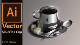 Drawing Vector Realistic Silver coffee cup in Adobe Illustrator