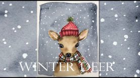 Easy Winter Deer Painting Tutorial Watercolor techniques Step by Step Handmade Christmas