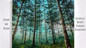 Misty Forest STEP by STEP Acrylic Painting Tutorial ColorByFeliks