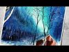 Northern Lights Winter Landscape Watercolor Painting