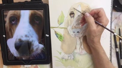 Painting of Basset with Daisy