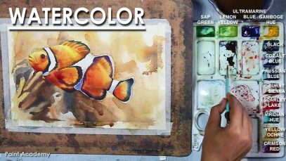 How to Paint Fish in WatercolorOrange Clownfish