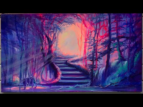 ACRYLIC PAINTING TUTORIAL / FANTASY FOREST - PaintingTube