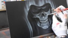 Airbrush Videoanleitung Sensenmann in Flammen Grim Reaper in Flames Paint Howto Tutorial