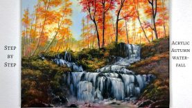 Autumn Waterfall STEP by STEP Acrylic Painting ColorByFeliks