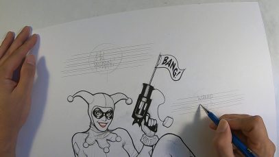 Frank Cho Drawing Demo Inking Harley Quinn in Classic Costume