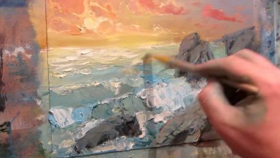 Marine oil painting. Surf. Part 2
