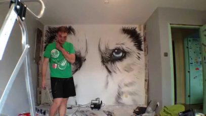 Time Lapse Airbrush Mural Wolf Painting