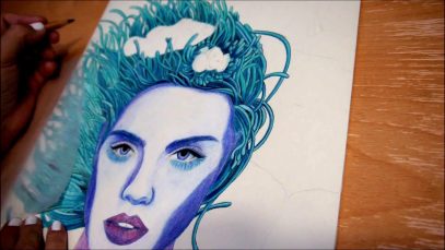 Time Lapse Colored Pencils Sea Coral Lady and Clown Fish