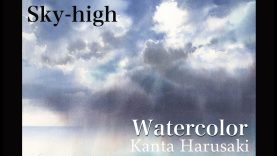 Watercolour demonstration　水彩画　空　 Sky high　Kanta Harusaki　 春崎幹太　空、雲の水彩画