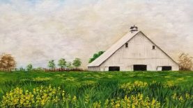 White Barn Landscape Acrylic Painting LIVE Tutorial