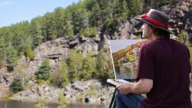 Adventure Plein Air Painting Algonquin Park Ontario Rock Lake with Men Who Paint