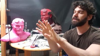 hellboy sculpture timelapse hand