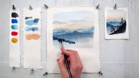 Easy step by step watercolor tutorial Painting The Blue Ridge Mountains