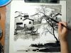 River village Chinese Ink Painting