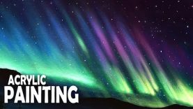 How to Paint a Northern Lights Night Sky Acrylic Painting