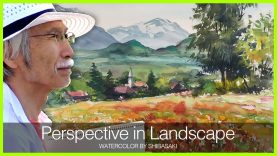 Eng Sub How to Paint Perspective in Landscape Watercolor Tips 水彩画で遠近感のある風景を描く方法