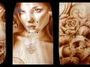 How to Airbrush Tattoo Style Skull Flower Portrait Design on a Skateboard Deck With Sean Cahill