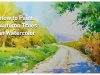 Autumn Tree Road in Watercolor landscape. 풍경 수채화水彩画Acuarela 수아트