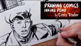 Démonstration encrage BD Comics Inking Demonstration