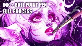 Darkness Beckons ☽ INKBall Point Pen illustration process★