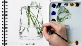 How to paint a realistic glass vase of water in