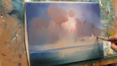 Ocean. The sun39s rays through the clouds. Oil painting