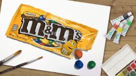 Realistic GOUACHE Opaque Watercolor Painting of Candy