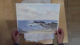 Using a steam iron to flatten watercolor painting