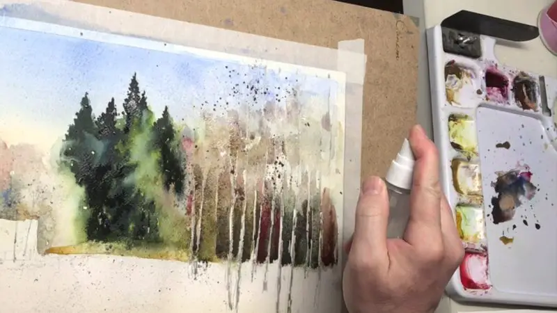 Watercolor Landscape Painting : Winter farm - PaintingTube