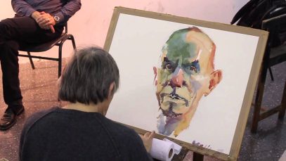 Watercolor demonstration by Marek Yanai Portrait of Tzahi