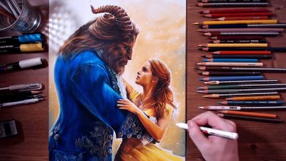 Beauty and the Beast colored pencil drawing drawholic