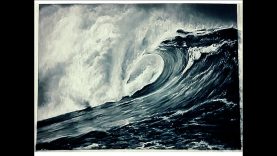 Charcoal Drawing Timelapse Ocean Wave