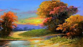 How To Paint A Simple Landscape With Oil Colors on canvas 