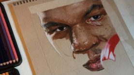 Realistic Mike Tyson pencil drawing portrait
