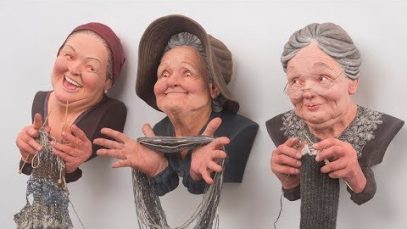 Realistic Sculptures of Three Old Women Babushkas by Zhanna Martin